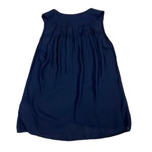 J. Crew Blouse Navy Blue Crepe V-Neck Sleeveless Drape Pintuck Work Top Womens 0